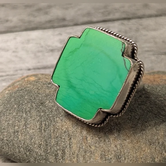 Paige Wallace Rare Vintage Sterling & Turquoise Southwest Cross Statement Ring - Picture 3 of 12
